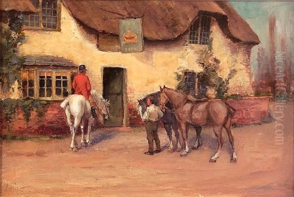 Huntsmen By An Inn Oil Painting by Tomson Laing