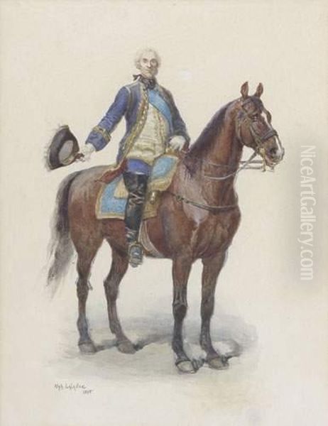 Officier De Cavalerie Sur Son Cheval Oil Painting by Alphonse Lalauze