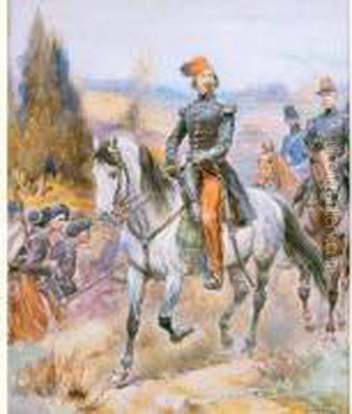 Le Lieutenant Colonel Caurobert 1847 Oil Painting by Alphonse Lalauze