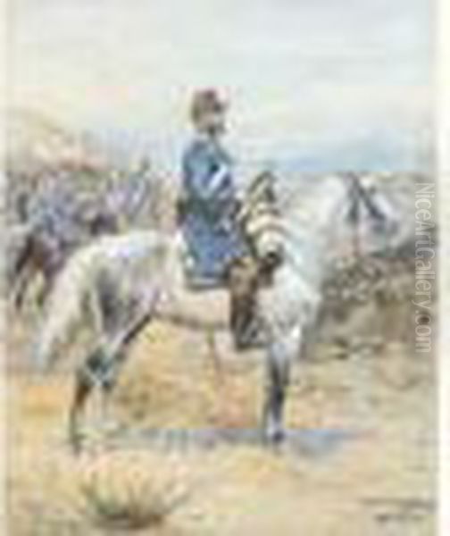 Trompette Du 1er Regiment Des Chasseurs D'afrique Oil Painting by Alphonse Lalauze