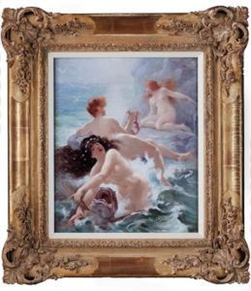 Sirenen In Der Brandung Oil Painting by Adolphe Lalire