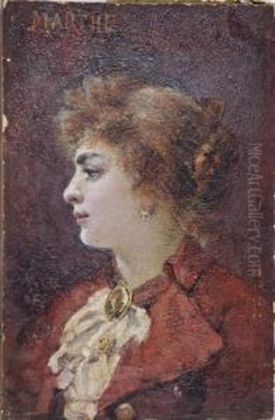 Portrait De Marthe La Lyre Levesque Oil Painting by Adolphe Lalire