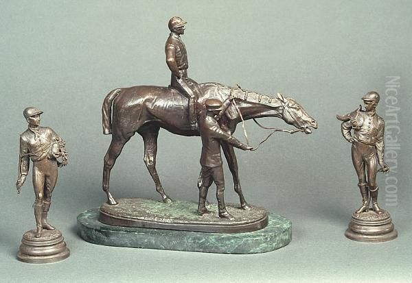 A Pair Of Bronzed Metal Figures Of Jockeys Oil Painting by Lalouette