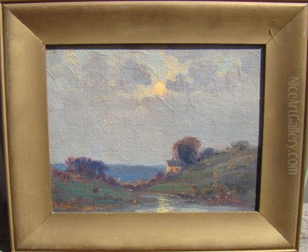 Sunset River Landscape Oil Painting by Frederick Mortimer Lamb