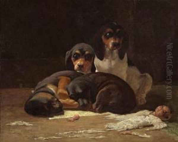 After Playtime Oil Painting by Frederick Mortimer Lamb