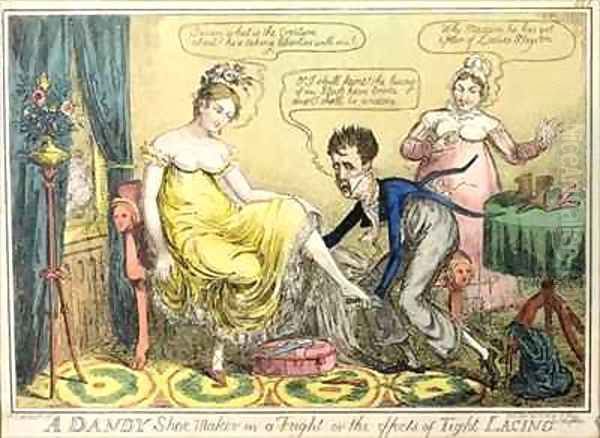 A Dandy Shoe Maker in a Fright or the Effects of Tight Lacing Oil Painting by Isaac Robert Cruikshank