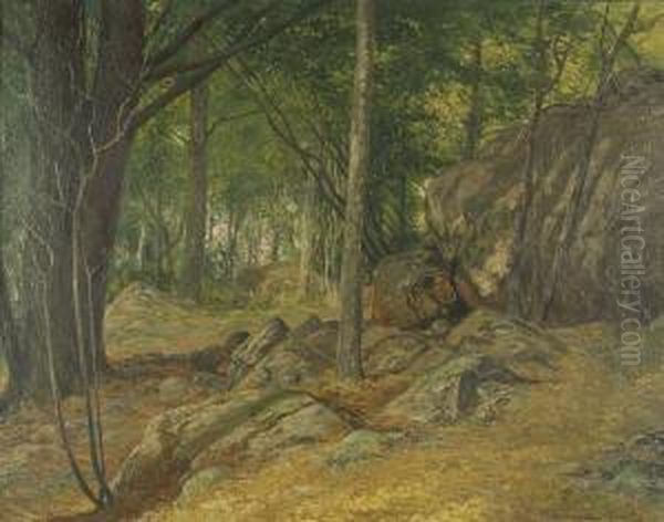 Wooded Landscape Oil Painting by Frederick Mortimer Lamb