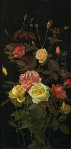 Roses Jaunes Et Roses Oil Painting by George Cochran Lambdin