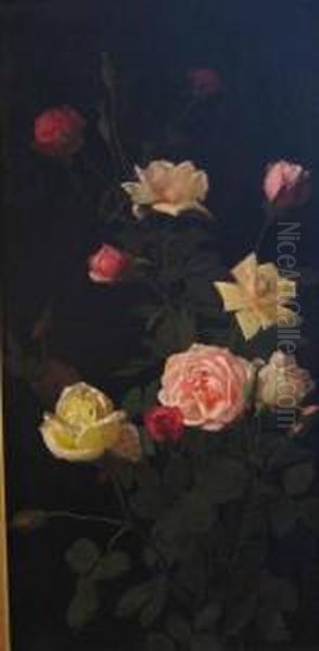 Roses In Bloom Oil Painting by George Cochran Lambdin