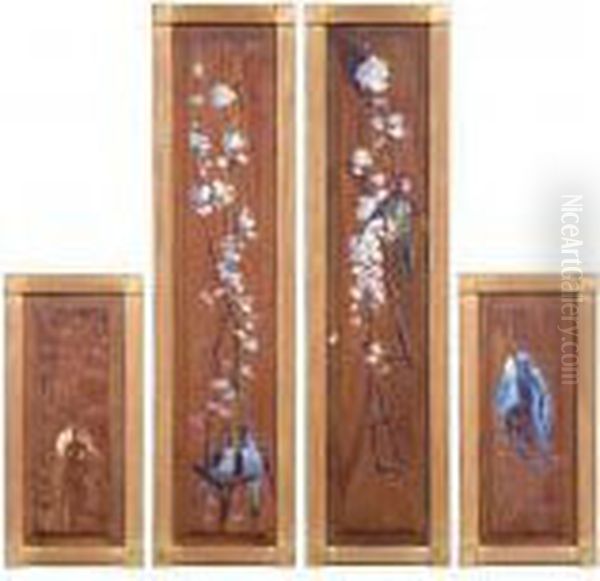 Four Decorative Wood Panels Oil Painting by George Lambert