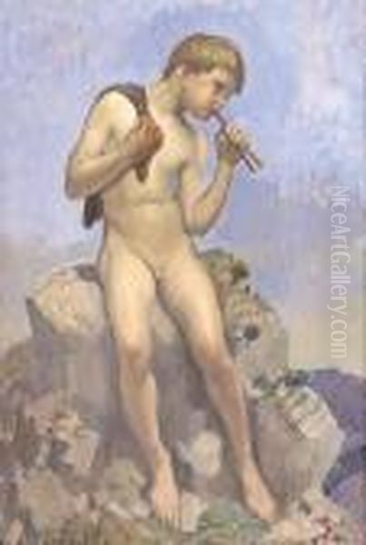 Boy With Pipes Oil Painting by George Lambert