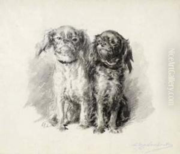 Deux Chiens Oil Painting by Louis Eugene Lambert