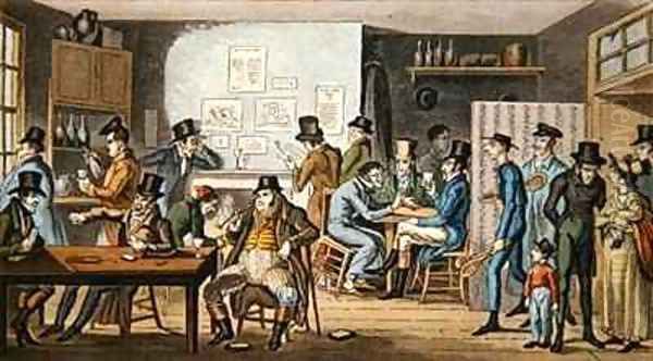 Logic in a debtors prison being visited by Tom and Jerry Oil Painting by Isaac Robert Cruikshank