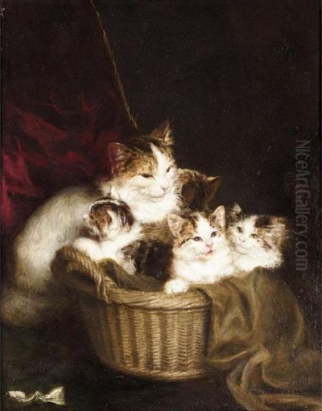 A Family Of Cats Oil Painting by Louis Eugene Lambert