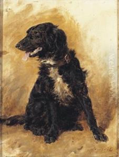 Dog Portrait Oil Painting by Louis Eugene Lambert