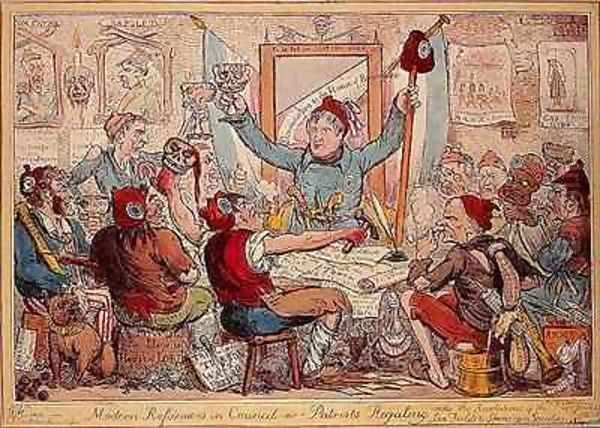 Modern Reformers in Council or Patriots Regaling Oil Painting by Isaac Robert Cruikshank