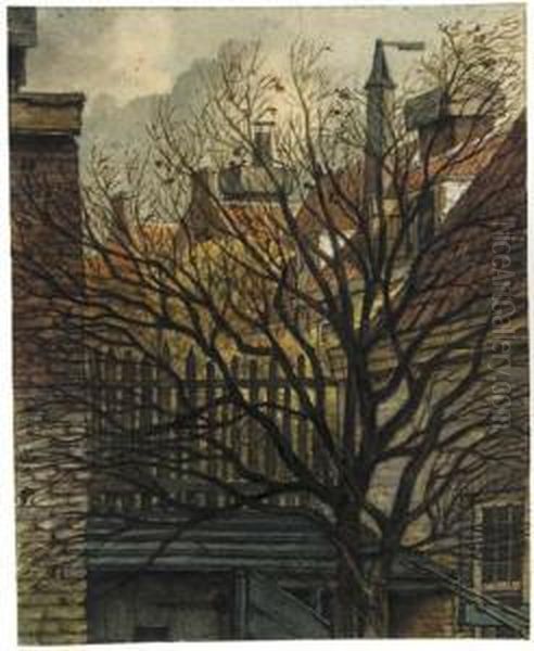 A View From The House Of The 
Artist On The Korte Leidsedwarsstraat, Amsterdam, With The Back Of The 
Houses On Thespiegelgracht Oil Painting by Gerrit Lamberts