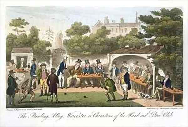 The Bowling Alley Worcester or Characters of the Hand and Glove Club Oil Painting by Isaac Robert Cruikshank