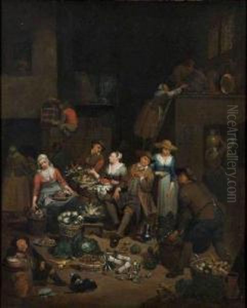 Interieur De Cuisine Oil Painting by Jan Baptist Lambrechts