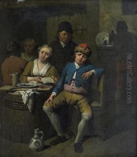 Couple Dans Une Taverne Oil Painting by Jan Baptist Lambrechts