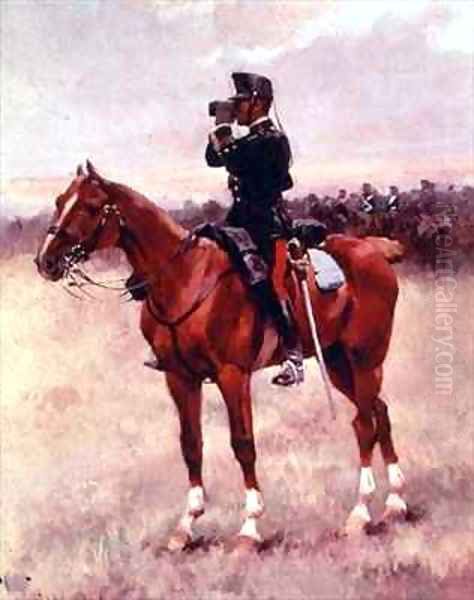 The Spanish Cavalry Officer Oil Painting by Josep Cusachs y Cusachs