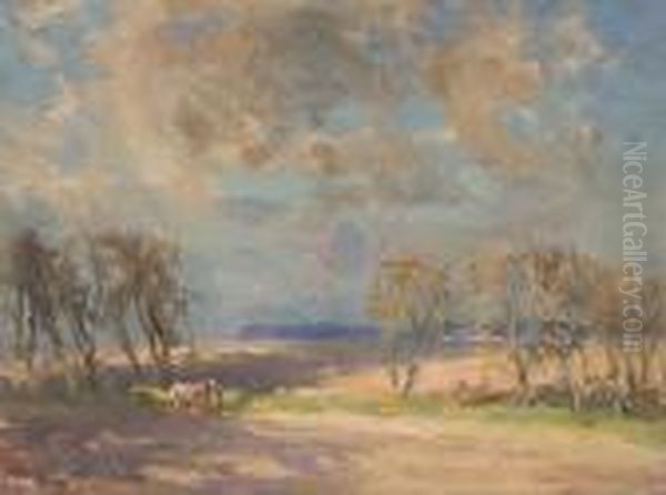 Horses In The Field Oil Painting by William Bradley Lamond