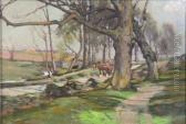 Driving Down A Lane Oil Painting by William Bradley Lamond