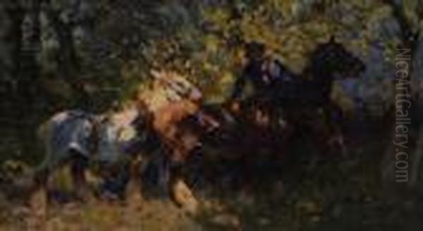 Horses Insunlight Oil Painting by William Bradley Lamond