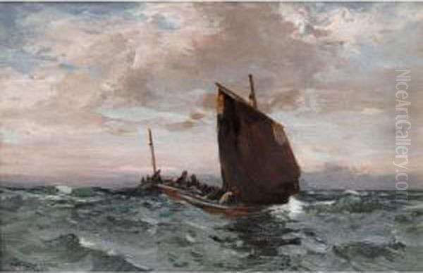 Riding The Waves Oil Painting by William Bradley Lamond