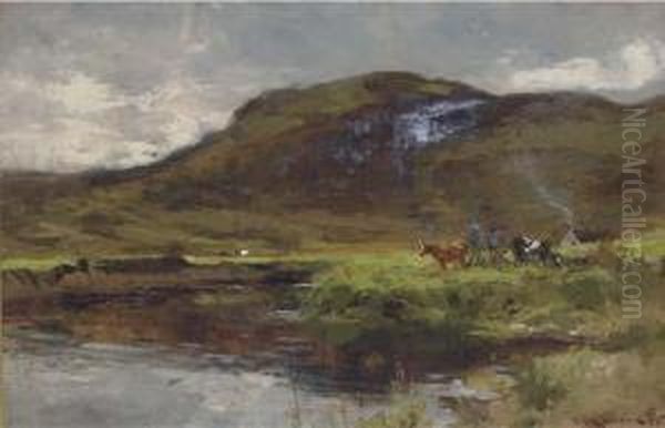 A Bend On The Teith, Callander Oil Painting by William Bradley Lamond