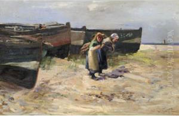 A Good Day's Catch Oil Painting by William Bradley Lamond