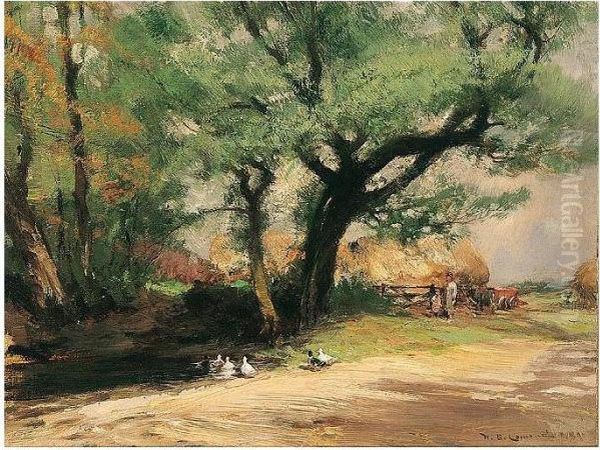 The Duck Pond Oil Painting by William Bradley Lamond