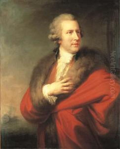 Portrait A Mi-corps De L'ambassadeur Charles Whitworth En Habitrouge Oil Painting by Johann Baptist the Elder Lampi