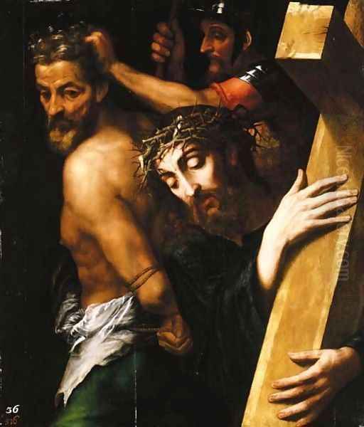 Christ Carrying the Cross Oil Painting by Michiel Van Coxcie