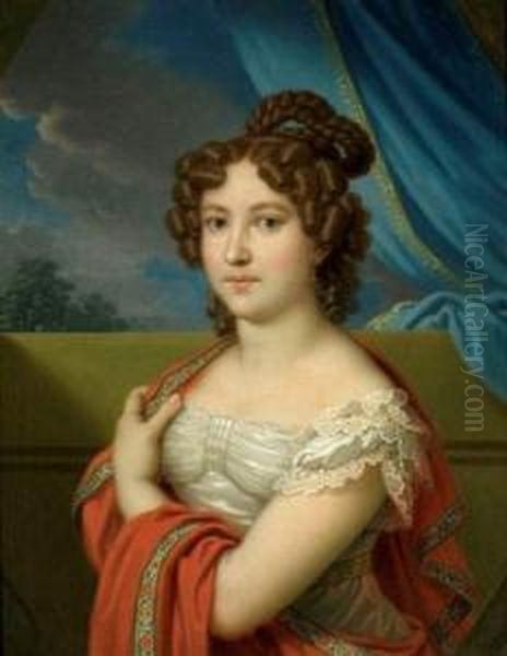 Female Portrait Oil Painting by Johann Baptist Ii Lampi