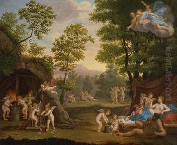 Die Pfeile Der Liebe. Oil Painting by Johann Baptist Ii Lampi