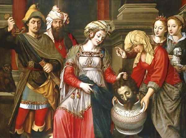 Queen Tomyris with the head of Cyrus Oil Painting by Michiel Van Coxcie