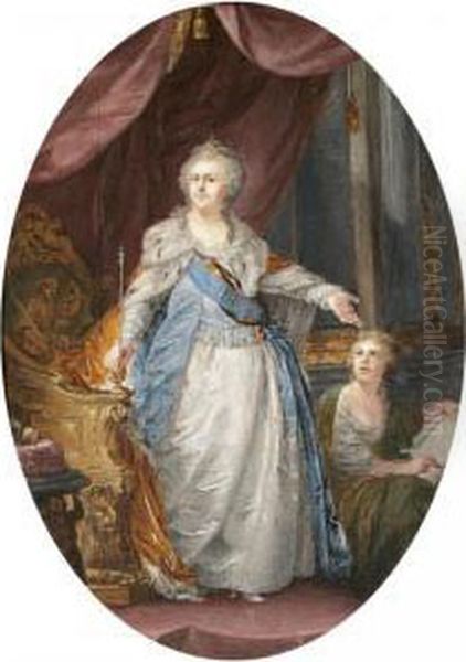 Portrait Of Catherine The Great Oil Painting by Johann Baptist Ii Lampi