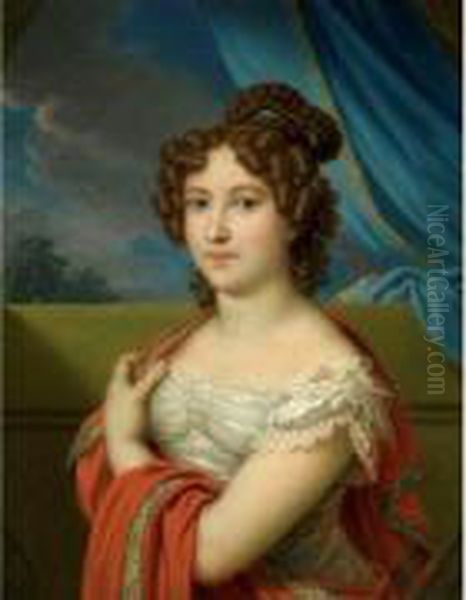 Female Portrait Oil Painting by Johann Baptist Ii Lampi