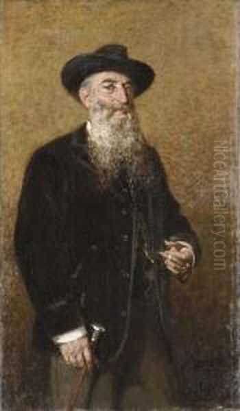 A Portrait Of A Distinguished Italian Gentleman Oil Painting by Egisto Lancerotto