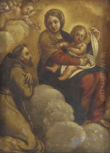 The Madonna and Child in Glory with Saint Francis of Assisi Oil Painting by Annibale Carracci