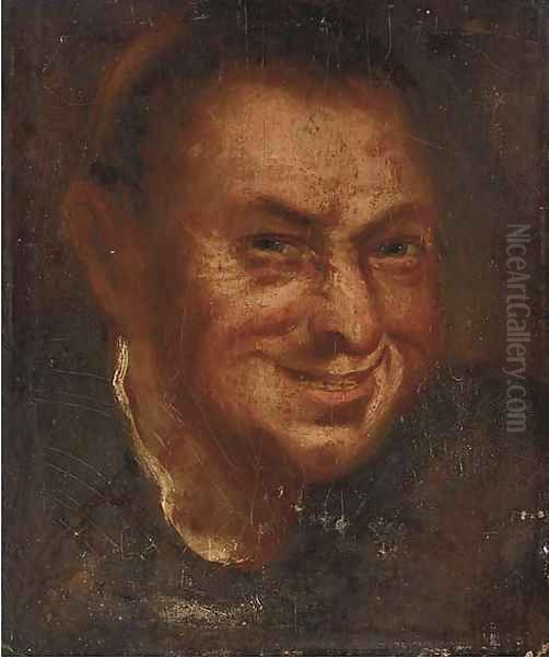 A laughing man, head-and-shoulders Oil Painting by Annibale Carracci