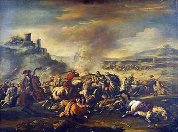 Combat of the Cavalry 2 Oil Painting by Jacques Courtois