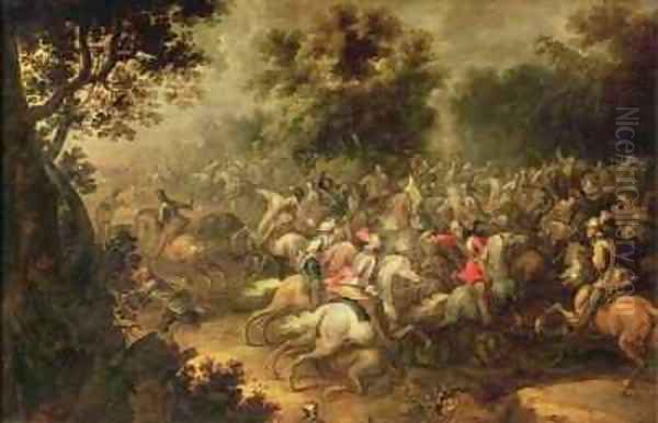 Battle of the cavalrymen Oil Painting by Jacques Courtois