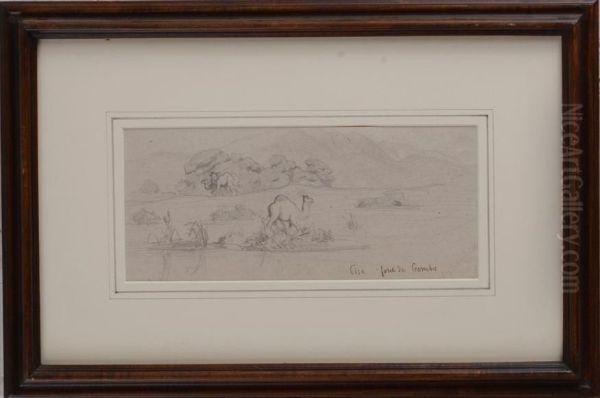 Landscape With Camels Oil Painting by Charles Zacharie Landelle