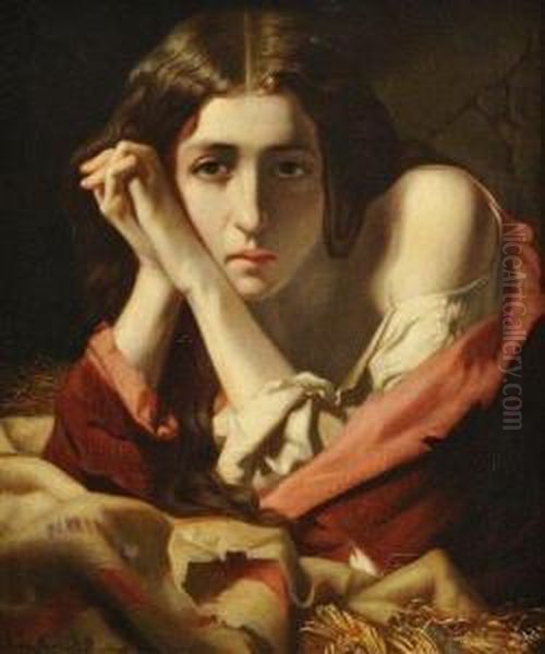 Femme Pensive Oil Painting by Charles Zacharie Landelle