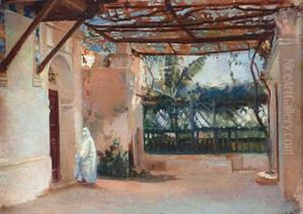 Cour Du Cadi, Alger Oil Painting by Charles Zacharie Landelle