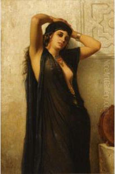 A Portrait Of A Gypsy Woman Oil Painting by Charles Zacharie Landelle