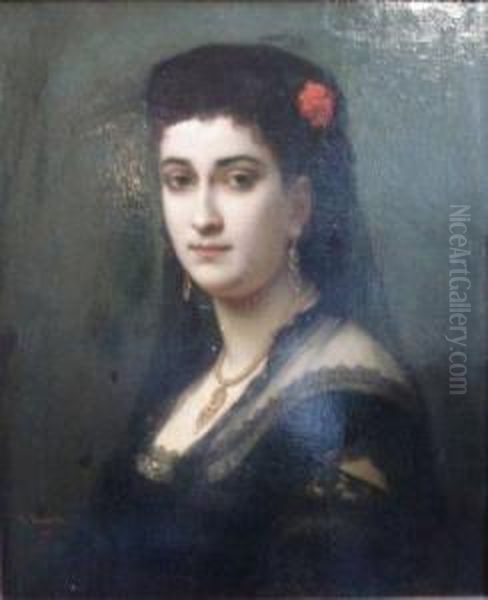 Portrait De Femme En Buste Oil Painting by Charles Zacharie Landelle