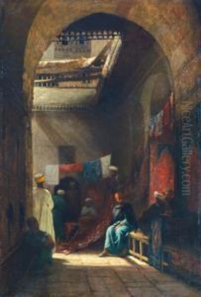 Cafe Au Caire Oil Painting by Charles Zacharie Landelle